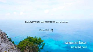 Pixie Wetting Her Self And Drink Piss On A Hike