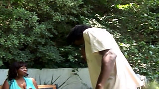 Hot Black Pussy with Big Boobs Has a Threesome with Two Big Black Cocks