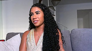 Brazilian teen sucking big white dick