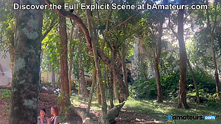 Voyeur Catches Two Horny Housewives Doing Yoga in the Woods at bAmateurs