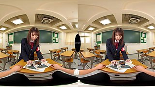 Passionate Japanese student entices viewer in steamy VR school fantasy