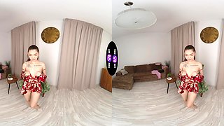 Asian babe Kwini Kim teases in VR with solo session on a chair
