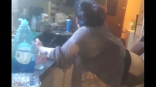 Amateur Wife Cooks Dinner While Taking Huge BBC Anal in Kitchen