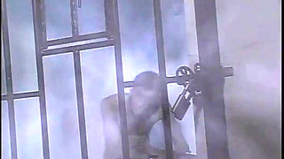 Sexy slut in cage gets licked