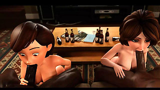 Hot Aunt Cass & Helen BBC Threesome Hentai Parody - Uncensored Blowjob MILF Cartoon Sex