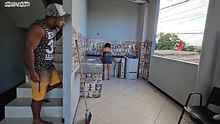 Neighbor caught me watching him and I let him take my big ass anal - Marcio Baiano Amateur Brunette BBW