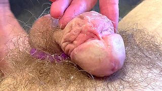 POV closeup footjob out of chastity