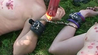 German BDSM - Two outdoor slave babes