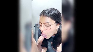 (NEW AMATEUR FACIAL) - Inexperienced Teen's First Blowjob & Messy Cumshot on Her Face