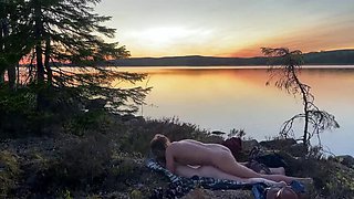 Blonde Petite Swedish Girl Sessa Skye Outdoor Blowjob & Doggy Style Sex By Water