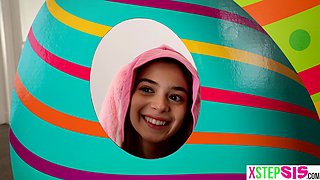 Easter bunny teen stepsister eats stepbrother his big carrot