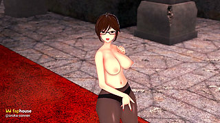 Glasses Office Lady Strips Out of Her Suit and Touches Herself - 3D Hentai