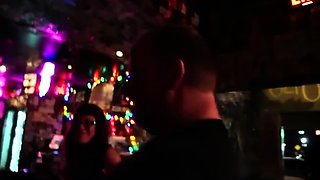 Dirty foot cleaning in public bar
