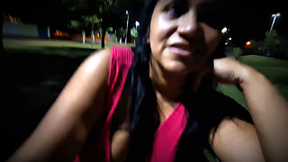 Nicoly Mattos Flashing Hairy Pussy and Big Tits in Square