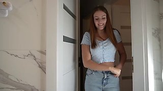 Stepsister was spotted jerking off to her panties and giving a good blowjob while her parents were at home