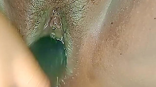 Indian Bhabhi Fingering Her Pussy by Dildo. She Squirting Again and Again.