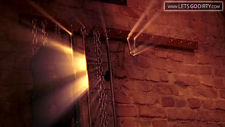 Babe enjoys getting fingered while bound and blind folded