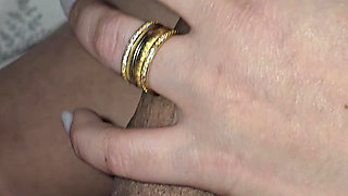 Step mom with huge hands handjob thick cock step son in a homemade video