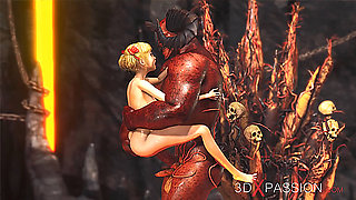 Devil plays with a super hot girl in hell