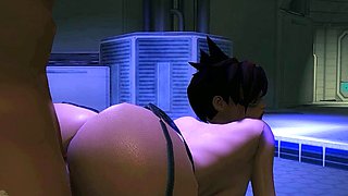 Two 3d cartoon cuties are ready for their bath