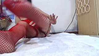 Italian MILF in Stockings Fists Her Pussy Solo