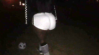 Dirty Diana Kicking Soccer Ball in Booty Shorts Night Time