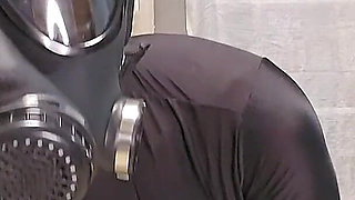 Nylon Zentai Catsuit and Gasmask Hot Encasement