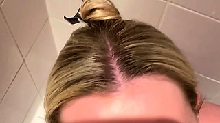 Blonde amateur blowjob POV in public