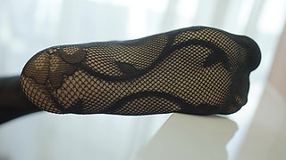 Hairy MILF Licks Her Feet and Presents Her Hairy Cunt