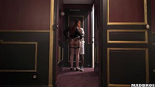 French Redhead with Big Ass Gets Rough Hardcore Fuck and Creampie After Party