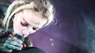 Inked-up Pierced Slut Deep Throat and Ass Pounding