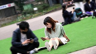 Naughty japanese teen model enjoys outdoor blowjob and sex