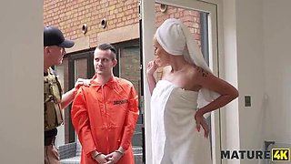 Horny MILF Neighbour Seduces Thief - Big Tits Blonde Fucks Hard in HD