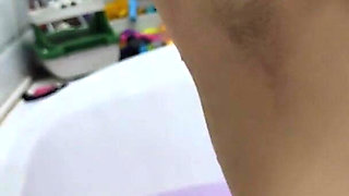 Wet Hairy Pussy, Hairy Legs and Armpits in the Bathtub