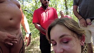 Wet and wild interracial group sex outdoors