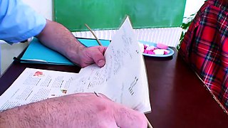OLD TEACHER SEDUCE BLONDE TEEN 18 TO FUCK IN CLASSROOM
