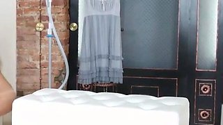 Busty teen in pink sundress gives him a deep oral pleasure