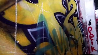 pretty milf in stockings takes public banging