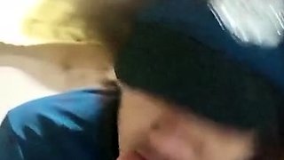 Curly Police Officer With Blue Eyes Sucks A Big Dildo For