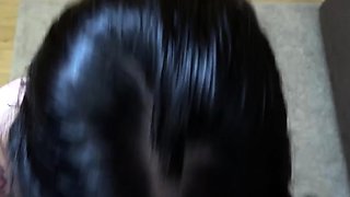 Brunette teen swallowing cum in POV blowjob
