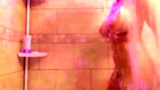 stepmom's big tits (shaving foaming in shower)