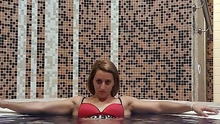 Busty amateur milf masturbates in the shower