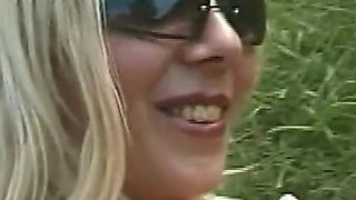 Shameless Blonde Slut Has Solo Sex in the Woods