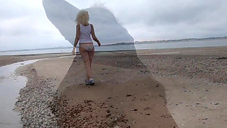 Stripping Naked and Walking on The Beach