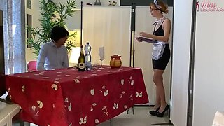 Italian Restaurant Sex: Hot Waitress Uniform Blowjob & Facial Amateur Roleplay