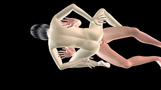 Animated 3D Porn - Asian Man Fucking Beautiful Girl in Missionary Pussy & Ass Creampie