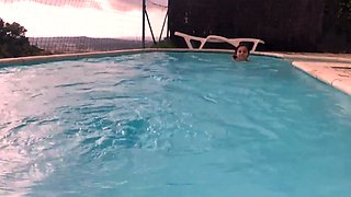 Beach nudist glides slow, blushing eyes wide