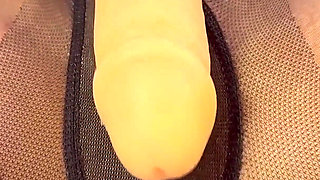 Pantyhose Tease Ends up with Blowjob & Cumshot on Soles