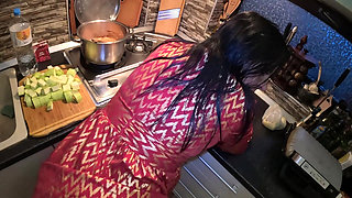 Red and Gold Dress Kitchen Play - Spanking, Blowjob, Doggy & Intense Orgasm 298