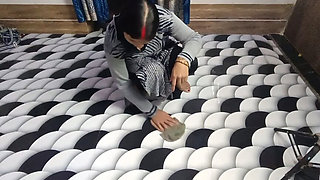 The Beautiful Maid Came to Clean the Room and the Owner Caught Her and Fucked Her.